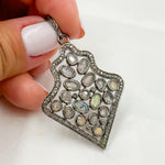 Load image into Gallery viewer, DSP012. Diamond Sterling Silver Fancy Shape Pendant with Gemstone