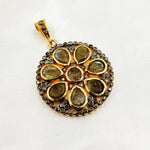 Load image into Gallery viewer, DSP13. Diamond Silver Gemstone Circle Flower Pendant