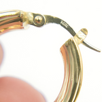 Load image into Gallery viewer, GER105. 14K Solid Gold Flat Diamond Cut Hollow Hoop Earrings