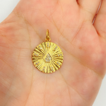 Load image into Gallery viewer, 14K Solid Gold with Diamonds Circle Charm. GDP212