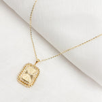 Load image into Gallery viewer, 14K Solid Gold Diamond Rectangle Necklace