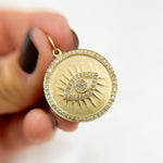 Load image into Gallery viewer, GDP108. 14K Solid Gold with Diamonds Circle Evil Eye Charm