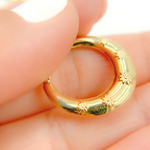 Load image into Gallery viewer, GER147. 14K Gold Chunky Flower Engraved Hollow Hoop