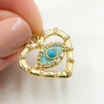 Load image into Gallery viewer, Silver Heart Eye Enamel Pendant with Gemstone
