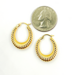 Load image into Gallery viewer, GER128. 14K Solid Gold Chunky Croissant Hollow Hoop Earrings