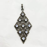 Load image into Gallery viewer, DP170. Diamond Sterling Silver Rhombus Shape Pendant with Gemstone