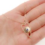 Load image into Gallery viewer, 14K Solid Gold Diamond and Blue Sapphire Heart Necklace