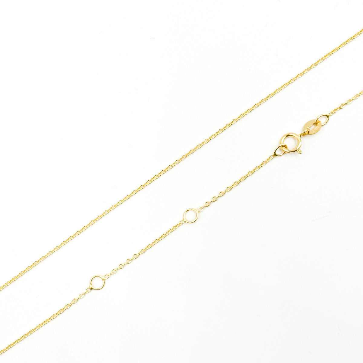 030R28LGJ080. 14K Solid Yellow Gold Cable 16 Inch Chain with Extender