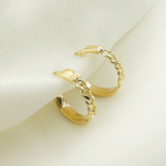Load image into Gallery viewer, GER108. 14K Solid Gold Hoop with Flat and Curb section