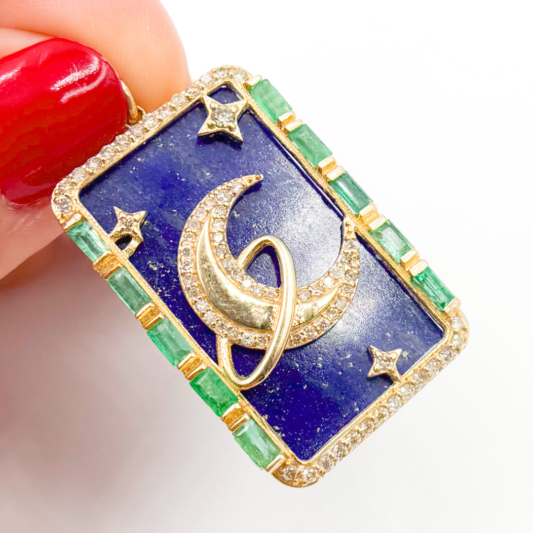 Shop Now 14K Gold Moon Rectangle Pendant