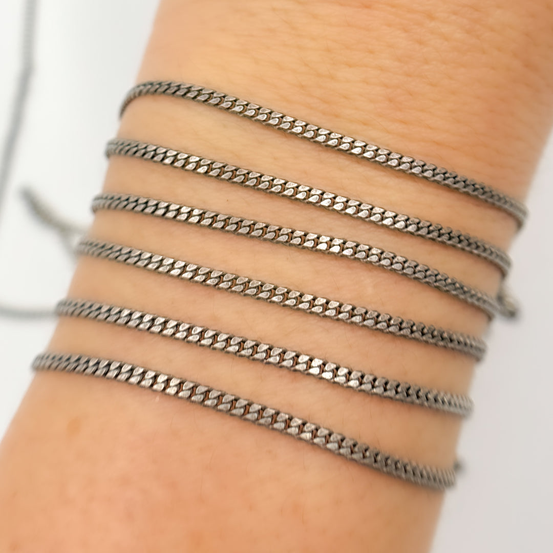 Oxidized Sterling Silver Flat Curb Chain