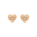 Load image into Gallery viewer, EFA53561. 14K Solid Gold Diamond Heart Stud Earrings