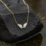 Load image into Gallery viewer, NFF72057. 14K Solid Gold Diamond Wings Necklace