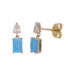 Load image into Gallery viewer, CE95814TQ6X4. 14k Solid Yellow Gold Turquoise & Diamond Dangle Studs