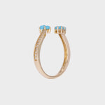 Load image into Gallery viewer, RFC19318TQ. 14K Solid Yellow Gold Diamond and Turquoise Open Triangle Ring
