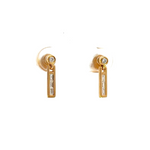 Load image into Gallery viewer, EFD53687. 14K Solid Gold and Diamonds Dangle Bar Earrings