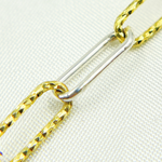 Load image into Gallery viewer, Gold Plated 925 Sterling Silver Paperclip Smooth &amp; Diamond Cut Link Chain. V32GS
