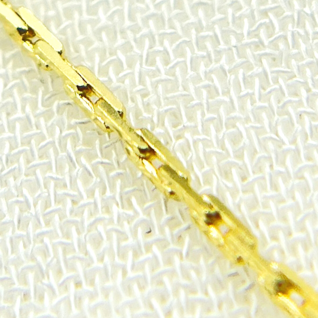 14k Solid Yellow Gold Solid Rectangular Box Chain