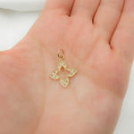 Load image into Gallery viewer, 14k Solid Gold Diamond Flower Charm. GDP289