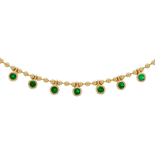 NFZ71947. 14K Solid Gold Ball Gemstone Necklace