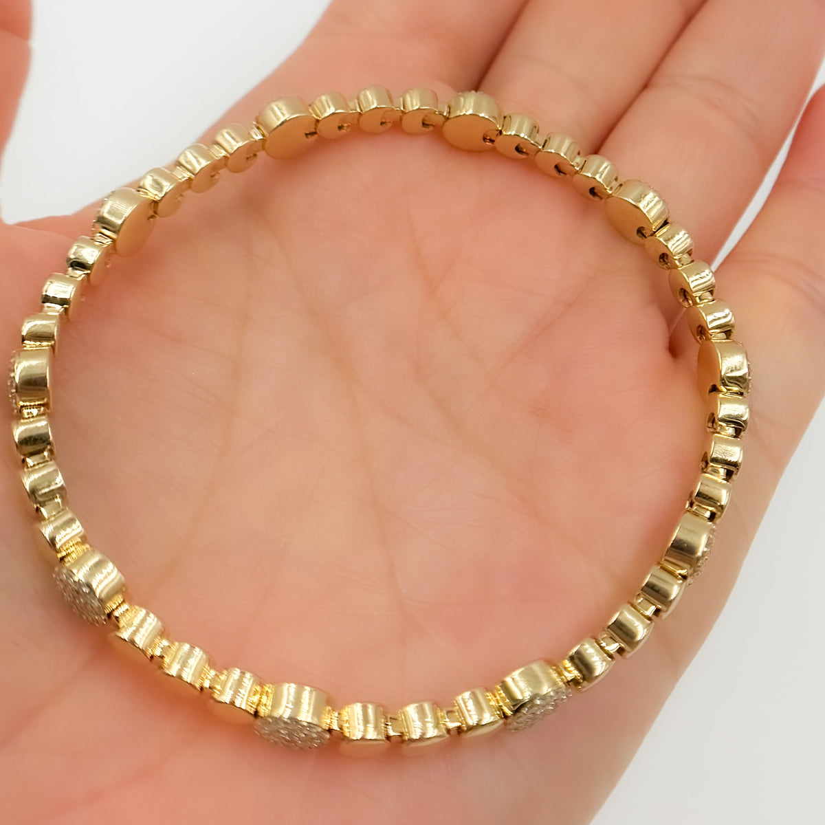 14K Solid Gold Diamond Stretch