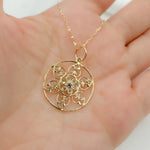 Load image into Gallery viewer, 14K Solid Gold Diamond Circle Flower Charm. GDP190