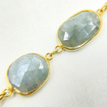 Load image into Gallery viewer, Coated Aquamarine Organic Shape Bezel Gold Plated Wire Chain