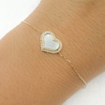 Load image into Gallery viewer, NT405855. 14K Solid Gold Diamond and Mother of Pearl Heart Bracelet