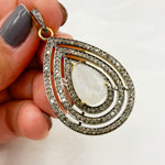 Load image into Gallery viewer, DP73. Diamond Silver Drop Gemstone Pendant
