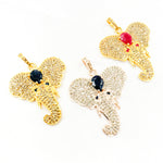 Load image into Gallery viewer, DP258. Diamond Sterling Silver Elephant Head Pendant with Gemstone