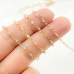 Load image into Gallery viewer, CMS58. Coated Peach Moonstone Wire Chain