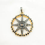 Load image into Gallery viewer, DSP065. Diamond Sterling Silver Round Star Pendant with Polki Diamond and Gemstone