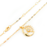 Load image into Gallery viewer, 14K Yellow Gold Diamond Moon and Star Dangle Necklace