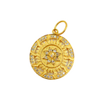 Load image into Gallery viewer, 14K Solid Gold Diamond Circle Sun Charm with Star in the Center. GDP257