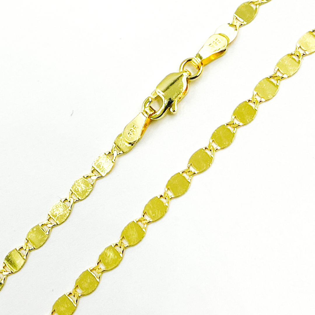 14K Solid Gold Diamond Cut Marina Chain