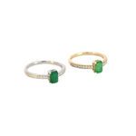 Load image into Gallery viewer, 14k Solid Gold Diamond and Emerald Statement Ring