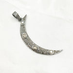 Load image into Gallery viewer, Diamond Sterling Silver Moon Pendant with Polki Diamond