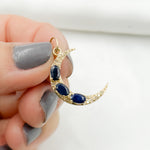 Load image into Gallery viewer, GDP563. 14k Solid Gold Diamond & Gemstone Moon Charm