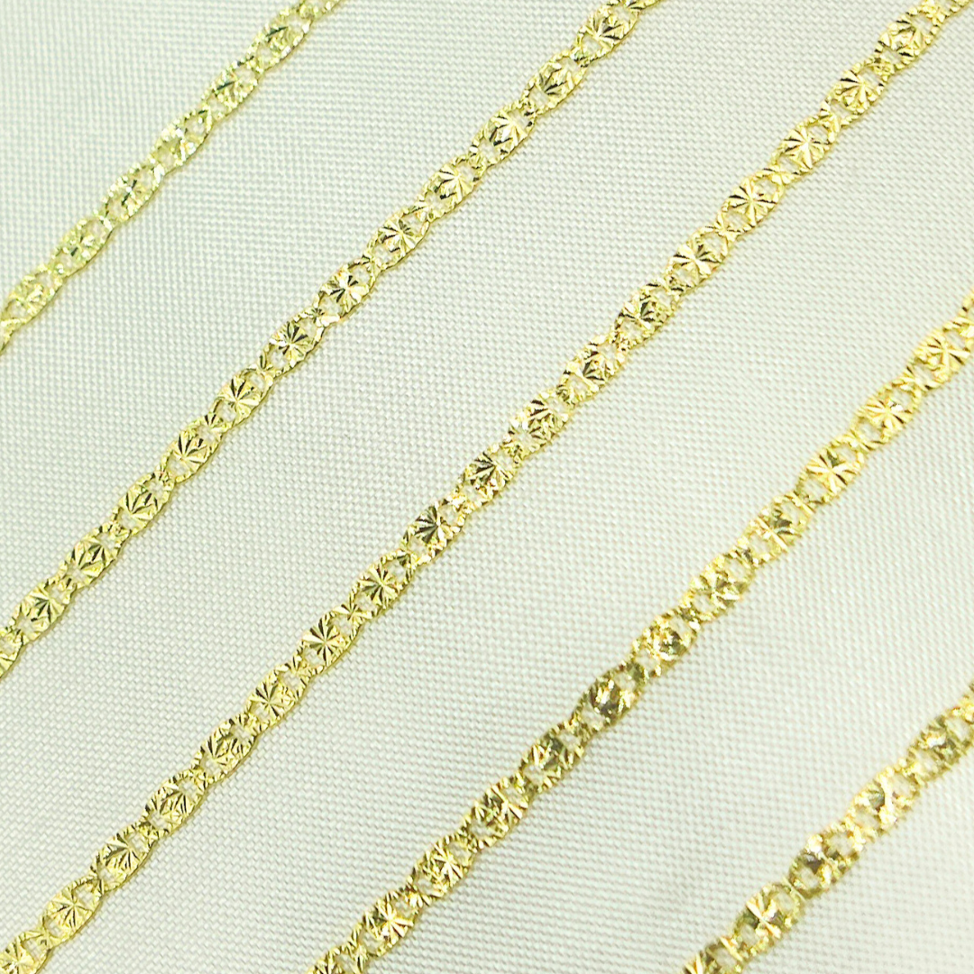 Shop Now 14k Solid Yellow Gold Diamond Cut Marina Link Chain