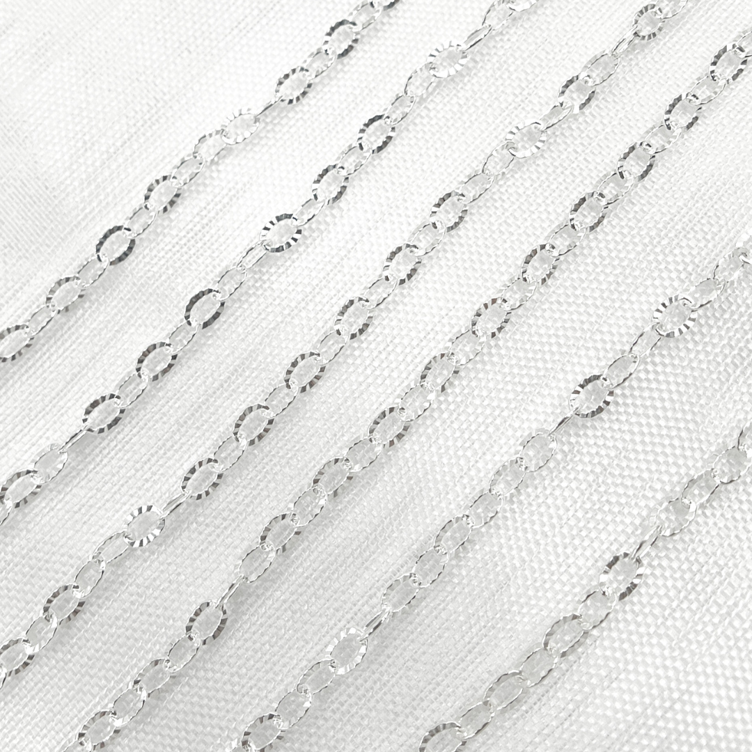 Sterling Silver Flat Hammered Oval Link Chains