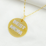Load image into Gallery viewer, GDP677. 14k Solid Gold Best Mom Medallion Charm