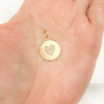 Load image into Gallery viewer, 14K Gold Diamond Round Heart Charm