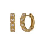 Load image into Gallery viewer, EHF57628. 14K Solid Yellow Gold Diamond Hoop Earrings