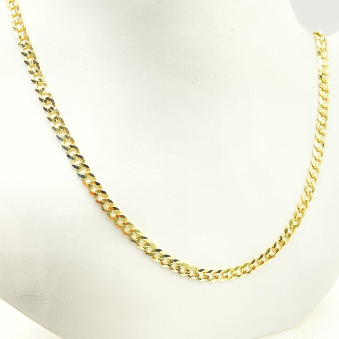 14K Solid Yellow Gold Miami Flat Curb Chain.