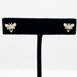 Load image into Gallery viewer, ER417984Y. 14K Solid Gold Diamond and Black Diamond Bee Studs Earrings