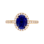 Load image into Gallery viewer, 14K Yellow Gold Oval Blue Sapphire and Diamonds Fancy Ring