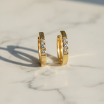 Load image into Gallery viewer, EHD56010. 14K Solid Gold Diamond Hoop Earrings