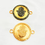 Load image into Gallery viewer, DC550. Diamond Sterling Silver Round Hamsa Connector