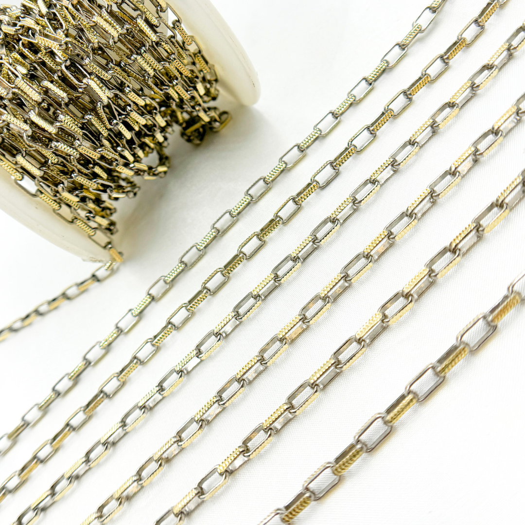 Rhodium and Gold Plated Paperclip Chain