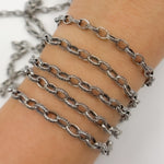 Load image into Gallery viewer, V63OX. Oxidized Sterling Silver Textured Oval Link Chain